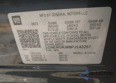 2023 Chevrolet Traverse Fwd Lt Cloth z USA, uszkodzony, nr VIN 1GNERGKW8PJ142257